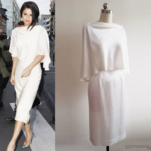 Lvory Backless gown Minimalistic wedding gown  White silk satin cocktail dress