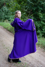 Load image into Gallery viewer, Wizard hooded mantle mage sleeved cloak sorcerer robe witch cosplay larp magician outfit