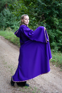 Wizard hooded mantle mage sleeved cloak sorcerer robe witch cosplay larp magician outfit