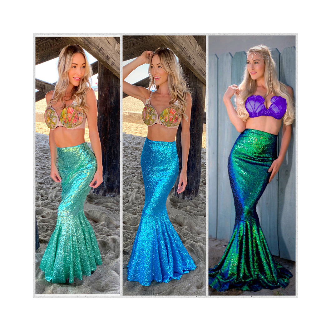Women mermaid costume tail sequin skirt