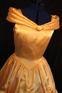 Adult Yellow Gold Satin Dress Cosplay Gown MOM2RTK Custom Sz BELLE