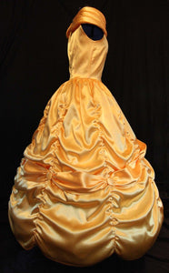 Adult Yellow Gold Satin Dress Cosplay Gown MOM2RTK Custom Sz BELLE