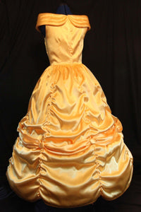 Adult Yellow Gold Satin Dress Cosplay Gown MOM2RTK Custom Sz BELLE