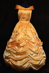 Adult Yellow Gold Satin Dress Cosplay Gown MOM2RTK Custom Sz BELLE