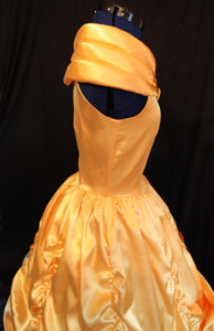 Adult Yellow Gold Satin Dress Cosplay Gown MOM2RTK Custom Sz BELLE
