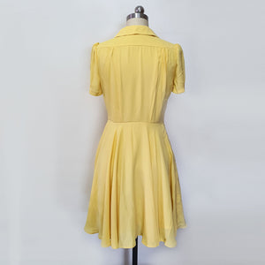 Summer casual Flare shirtdress Kate Middleton Yellow Summer dress