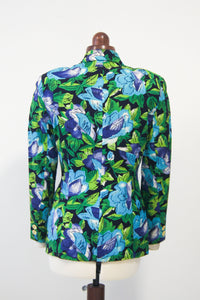 Abstract bloom floral retro vintage linen bold blazer jacket cosplay costume