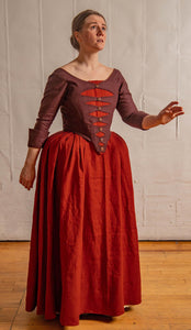 18th century button front bodice with contrasting skirt