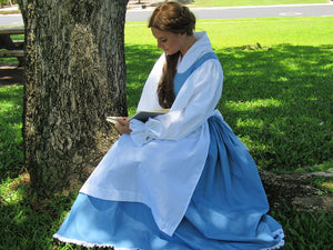 3 Pc Belle Provincial Beauty and the Beast Cosplay Princess Costume Blue Dress for Teens Adults