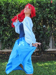 3 Pc Ariel Princess Cosplay Little Mermaid Costume Gown Land Dress Skirt Corset for Teens Adults