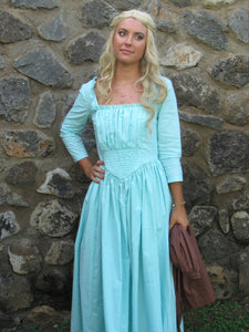 2 Pc Cinderella 2015 Princess Costume Gown Work Dress Apron for Girls Teens Adults