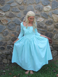 2 Pc Cinderella 2015 Princess Costume Gown Work Dress Apron for Girls Teens Adults