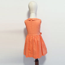 Load image into Gallery viewer, Vintage 60s communion toddler linen orange flowerdress