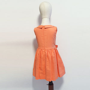 Vintage 60s communion toddler linen orange flowerdress