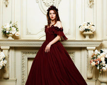 Load image into Gallery viewer, High quality luxury prom dresses Wedding Maroon long dress Evening Dress Prom Evening Sweetheart with Train Dresses Arabic