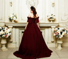 Load image into Gallery viewer, High quality luxury prom dresses Wedding Maroon long dress Evening Dress Prom Evening Sweetheart with Train Dresses Arabic
