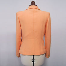 Load image into Gallery viewer, 80s women orange crepe blazer formal work suit cosplay costume Size L80s vintage orange work jacket