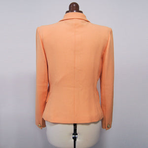 80s women orange crepe blazer formal work suit cosplay costume Size L80s vintage orange work jacket