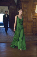 Load image into Gallery viewer, Handmade Satin Replica Romantic Evening Satin Hand Applied Beads silk green dress
