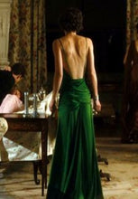 Load image into Gallery viewer, Handmade Satin Replica Romantic Evening Satin Hand Applied Beads silk green dress