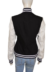 Kim Kardashian Varsity Jacket High School Letterman Jackets for Women White Black Color
