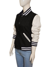 Load image into Gallery viewer, Kim Kardashian Varsity Jacket High School Letterman Jackets for Women White Black Color