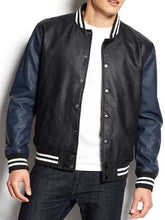 Load image into Gallery viewer, Celebrity Fashion Leather Black Men&#39;s Varsity Jacket Letterman Jackets