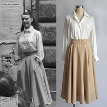 Load image into Gallery viewer, Audrey Hepburn White Blouse 1950&#39;s Pleated Blouse from Roman Holiday