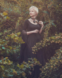 Black Gothic Witch Dress Larp Vampire Costume