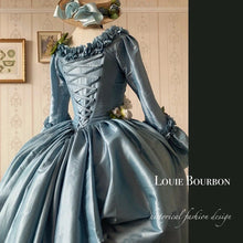 Load image into Gallery viewer, Blue Marie Antoinette Dress Victorian inspired Rococo Baroque costume dress