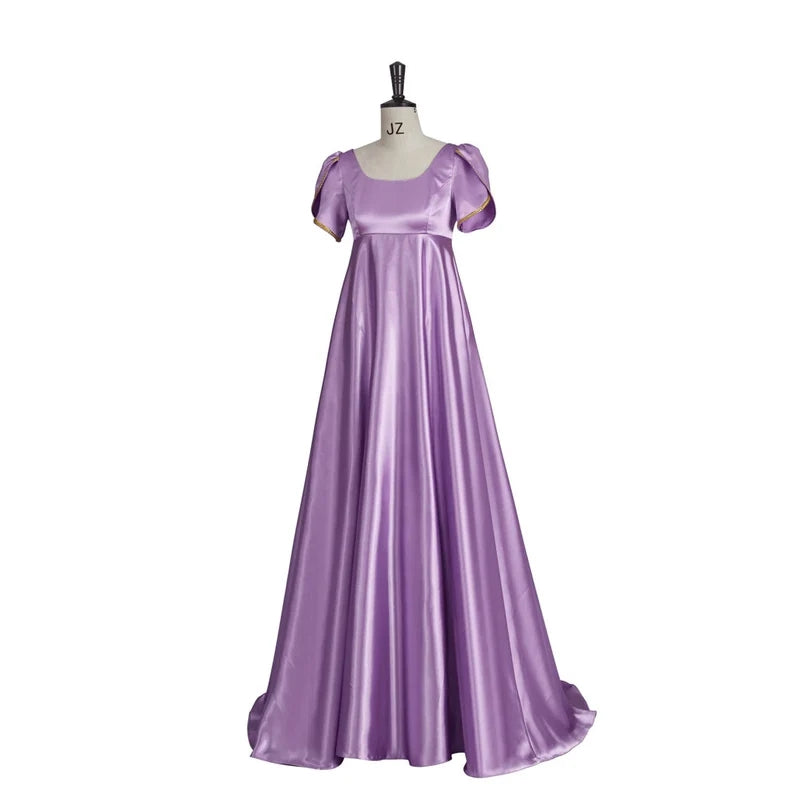 kate sharma purple dress Jggspwm Women's Satin Sash Kate Sharma Gown Empire Waist Renaissance Victorian Tea Party Dress with Gloves Purple#/001 XXL, Size: 2XL