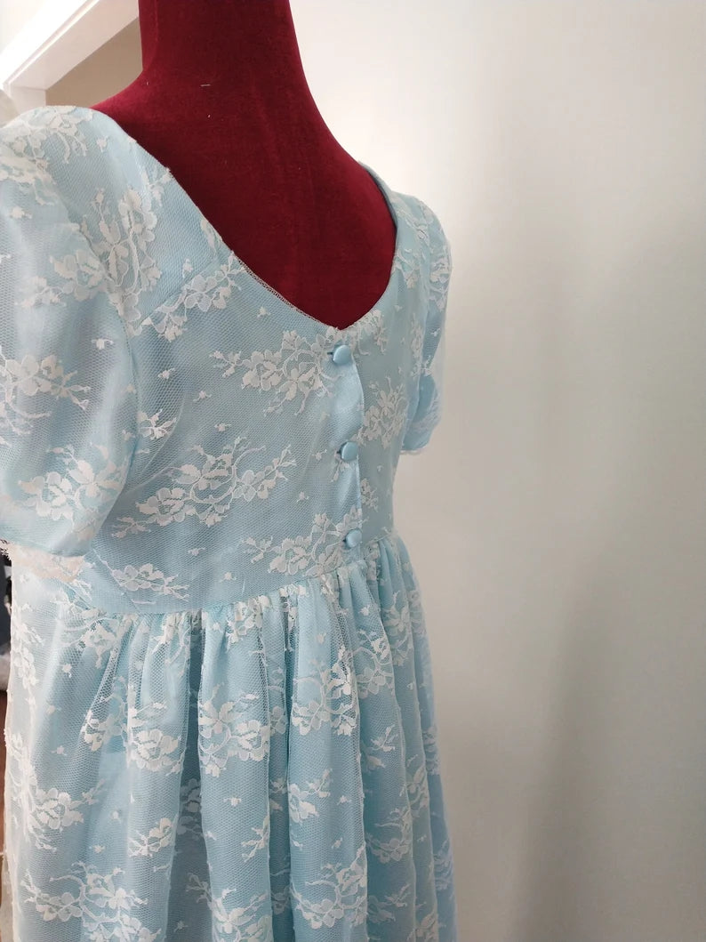 Blue Regency Dress Blue Regency Dress Jane Austen Dress Bridgerton Regency  Dress  MJcostume