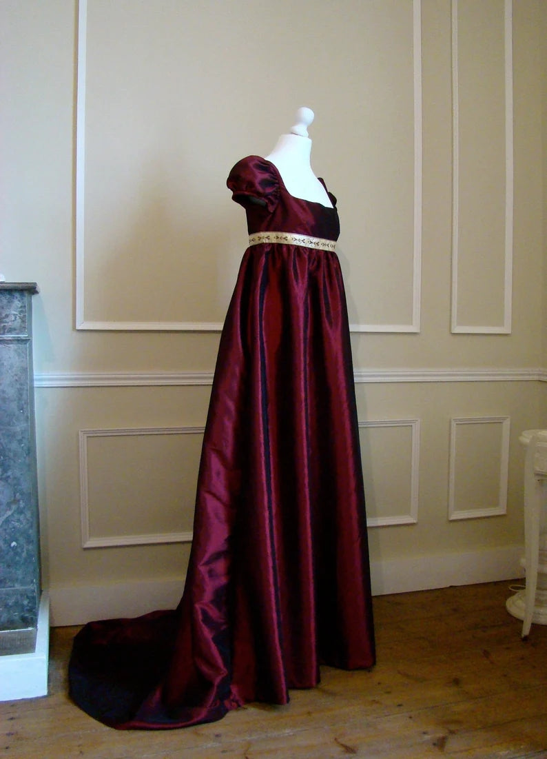 Burgundy Regency Dress Historical Dress 1st Empire Josephine Dress MJcostume Burgundy Regency Dress Historical Dress 1st Empire Josephine Dress MJcostume