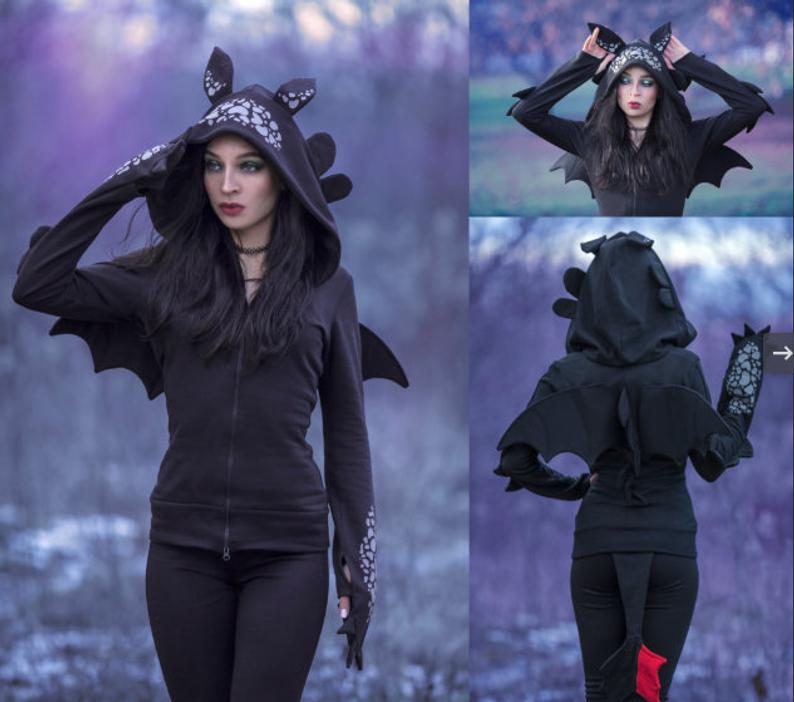 Female Black Dragon Hoodie Black Dragon Outfit Cosplay Costume