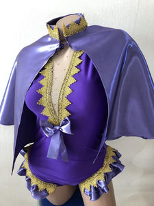 The Greatest Showman Anne Wheeler Costume Purple Outfit for Women Adults Bodysuit Cape Gloves
