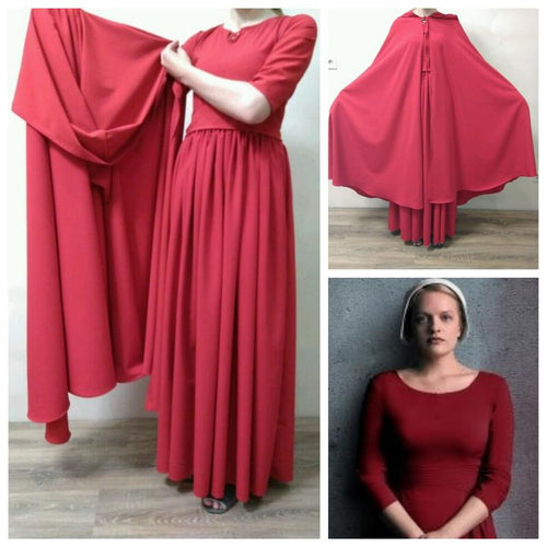 The Handmaid's Tale Costume Bonnet Red Dress Hooded Cloak