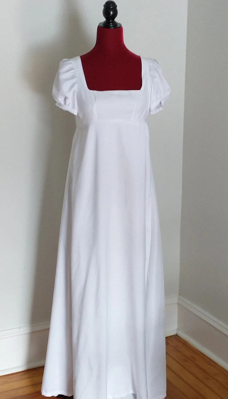 White Regency Dress Jane Austen Dress Empire Costume Dress MJcostume White Regency Dress Jane Austen Dress Empire Costume Dress MJcostume