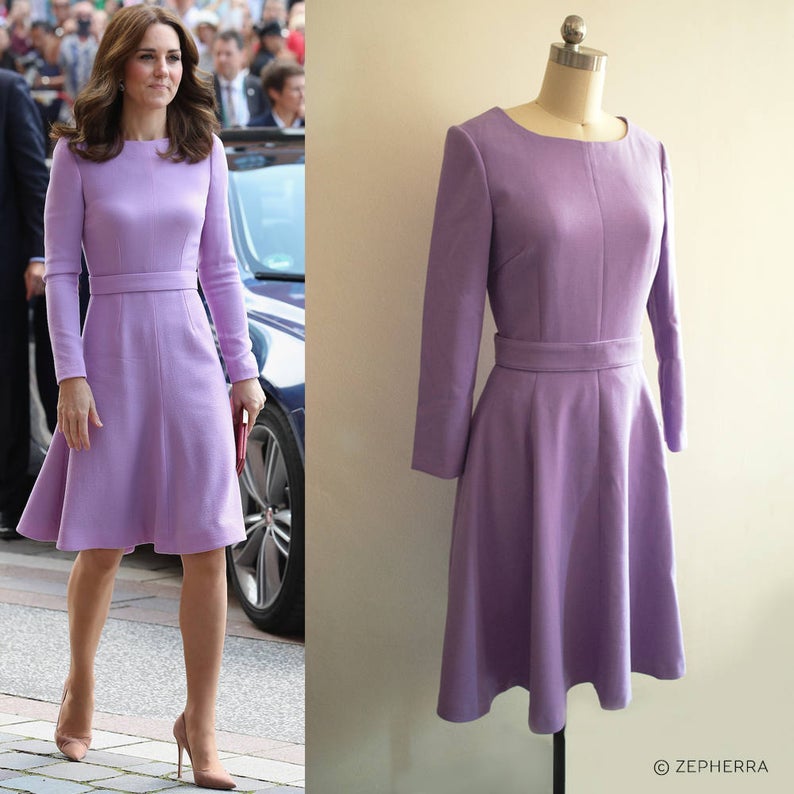 kate middleton purple dress Kate Middleton Purple Lavender Dress Duchess Cambridge Dress – MJcostume
