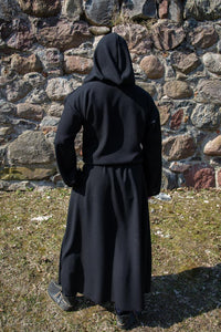 Black Mens Medieval Robe Grim Reaper Costume Hooded Monk Robe for Adults