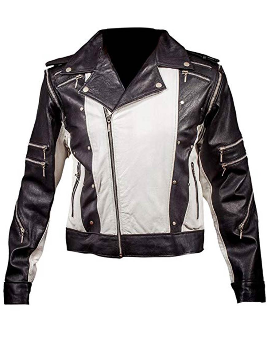 Michael Jackson Commercial Jacket Black White Leather Costume