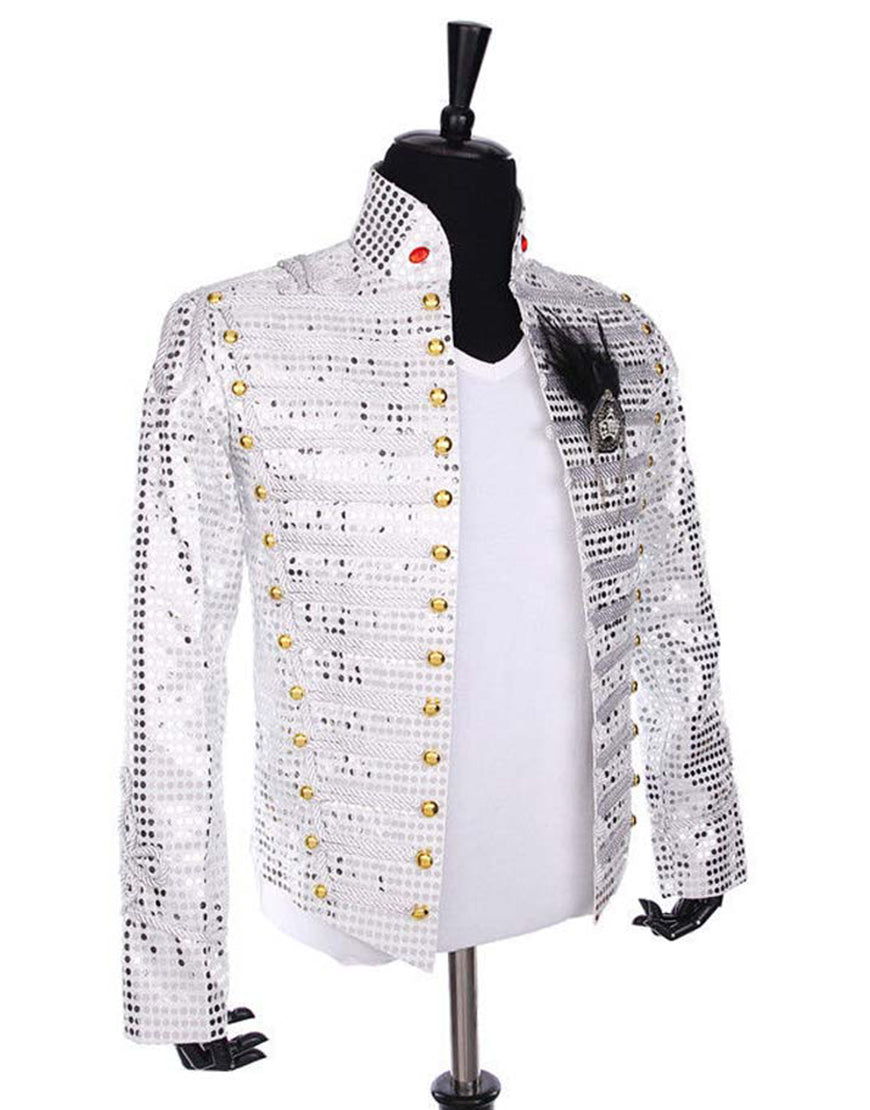 Michael Jackson History Tour Outfit White Sequin Jacket for Man/Women/Kids