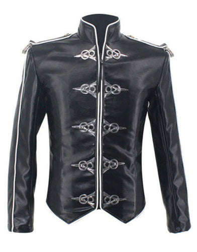 Michael Jackson Jacket Classic V8 Punk Moto Skinny Leather Black Costume