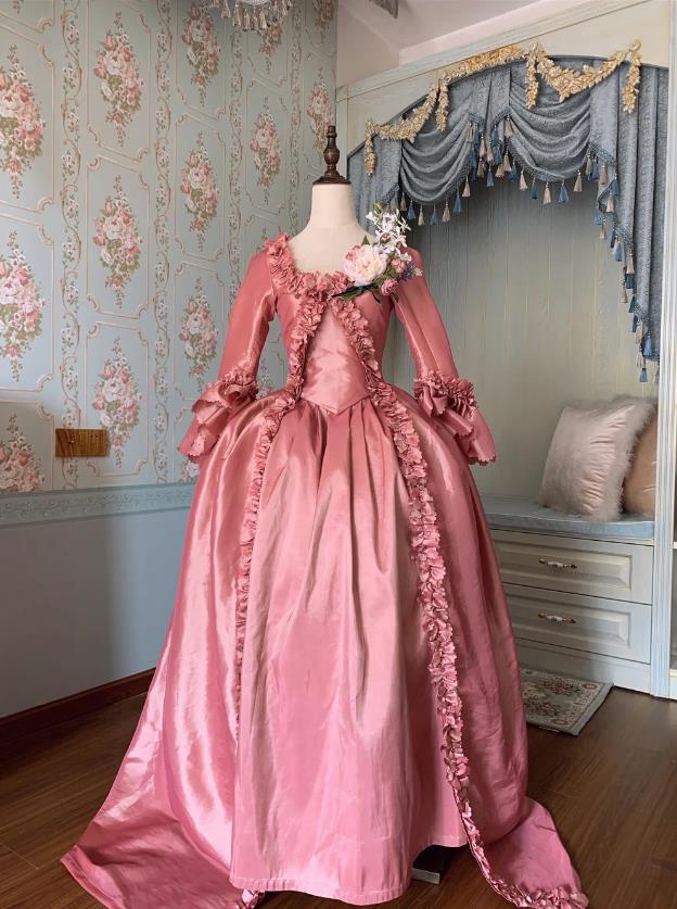 Pink Marie Antoinette Dress Victorian inspired rococo Baroque costume – MJcostume Pink Marie Antoinette Dress Victorian inspired rococo Baroque costume – MJcostume