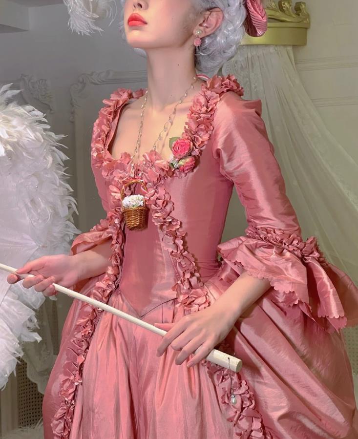 pink marie antoinette dress Marie Antoinette a la rose gown rococo renaissance French Queen fantasy gown pink dreamy Parisian style baroque fairy party wedding halloween