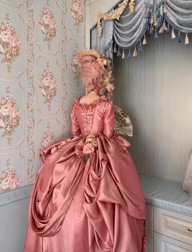Pink Marie Antoinette Dress Victorian inspired rococo Baroque costume – MJcostume Pink Marie Antoinette Dress Victorian inspired rococo Baroque costume – MJcostume