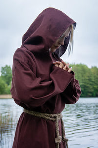 Red Women Hooded Monk Robe Medieval Robe Grim Reaper Costume for Adults