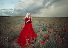 Load image into Gallery viewer, Renaissance Red Gothic Dress Wedding Dress with Corset