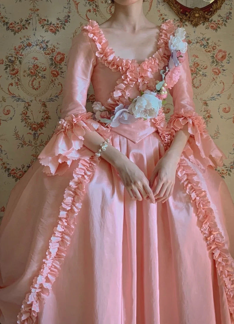 rococo dress pink Rococo Baroque Marie Antoinette Dress Pink Rose Victorian Inspired Wedding Ball Gown Theater Costume