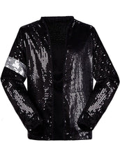 Load image into Gallery viewer, Michael Jackson Billie Jean Jacket Black Sequin Costume for Adult, Kids