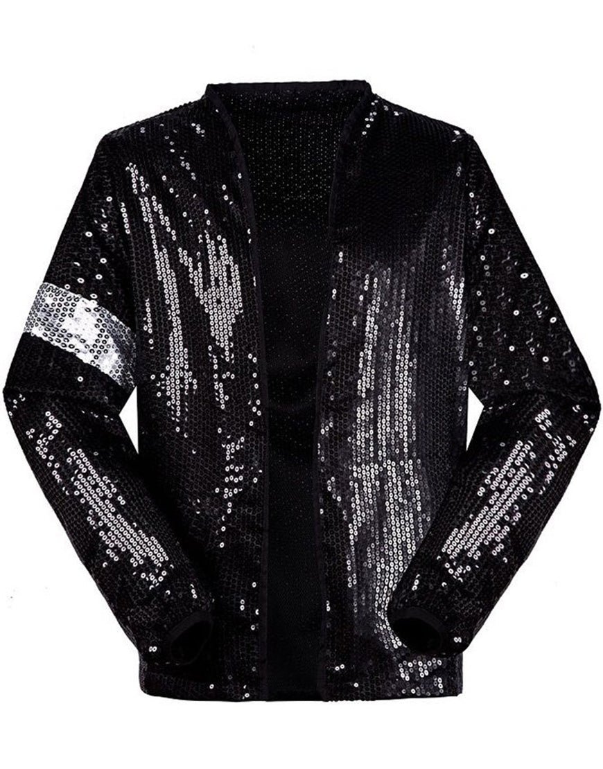 Michael Jackson Billie Jean Jacket Black Sequin Costume for Adult, Kids